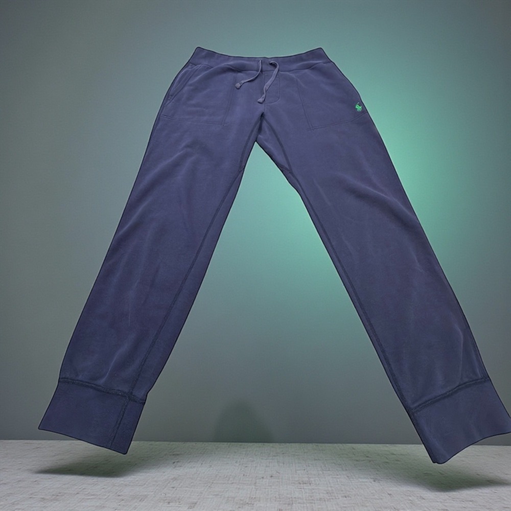 Polo Ralph Lauren Mens Navy Blue Fleece Jogger Sweatpants Green Pony Logo Size L